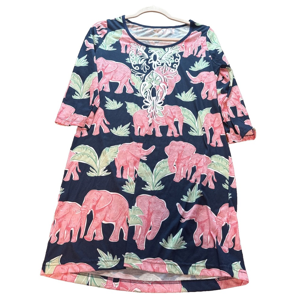 NWT Simply Southern Women S Pink Elephant Cover Up Dress Knit